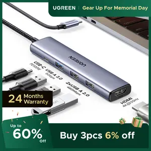 UGREEN 5in1 USB C Hub（HDMI Cable Not Included) Type C to PD 100W Power Delivery, 4K@30Hz HDMI,  3 USB-A 5Gbps Data Ports, Type C Multiport Adapter for Macbook Air Pro, iPad Pro, XPS, Computer Accessories,tiktokshopmemorialday