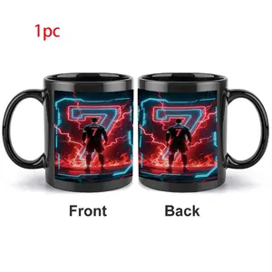 1pc 11oz Ronaldo No. 7 Fun Ceramic Coffee Cup, Funny Tumblers, Hand Wash Only, Suitable for Men and Women, Perfect Gift for Holidays and Anniversaries