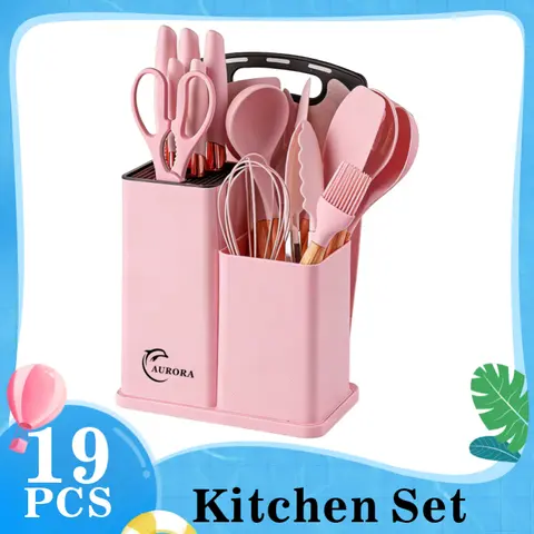 19-Piece Nonstick Cookware Set - Heat-Resistant Green-Tone Wooden Handles, Silicone Cooking Tools, Easy-Clean Design, Thoughtful New Year Gift for Women, Easyclean Cookware Sets Essential