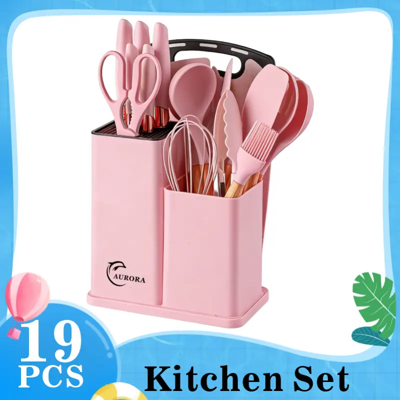 19-Piece Nonstick Cookware Set - Heat-Resistant Green-Tone Wooden Handles, Silicone Cooking Tools, Easy-Clean Design, Thoughtful New Year Gift for Women, Easyclean Cookware Sets Essential