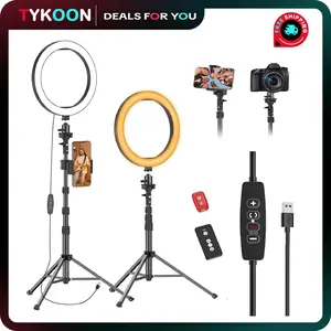 TYKOON 10" Ring Light with 55" Extendable Tripod Stands and Phone Holder, Dimmable LED Circle Round Light for Selfie Camera Photography/Makeup/YouTube Video/Vlogging/Live Streaming