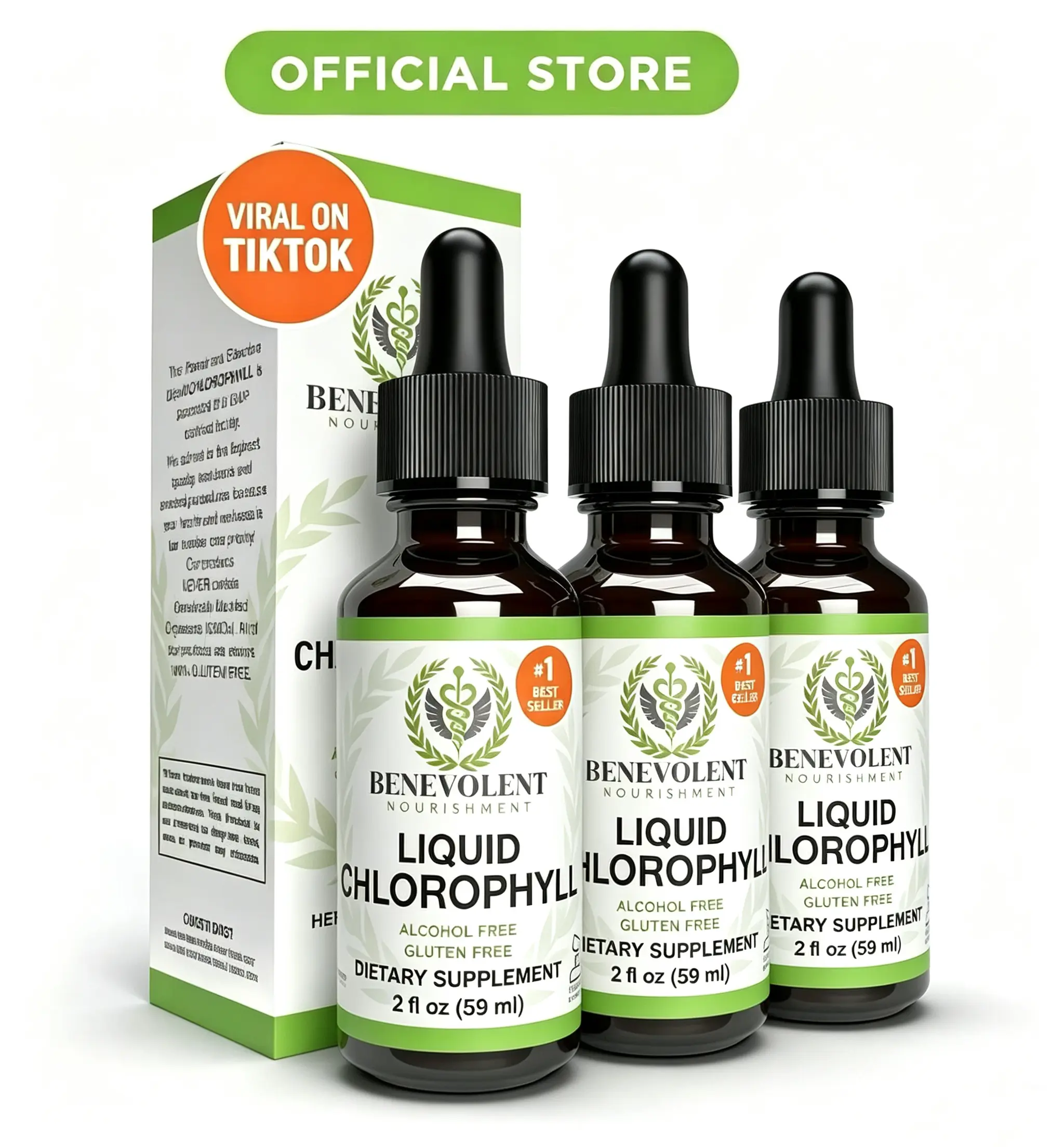 Liquid Chlorophyll Drops (4 Month Supply) Healthcare Supplement - Natural Deodorant and Detox - Gut Support Healthcare Liver