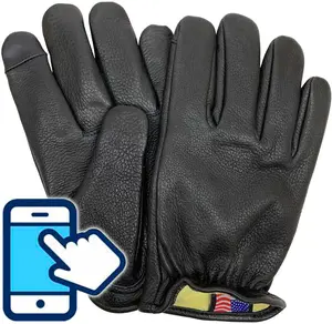 Legendary Mens Deerskin Aramid Lined Short Wrist Touchscreen Gloves