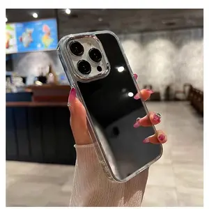 Apple iPhone 16 Silicone Mirror Screen Protector phone cases Protective Cover screen protector Shell Shockproof Protection Smartphone Silvery