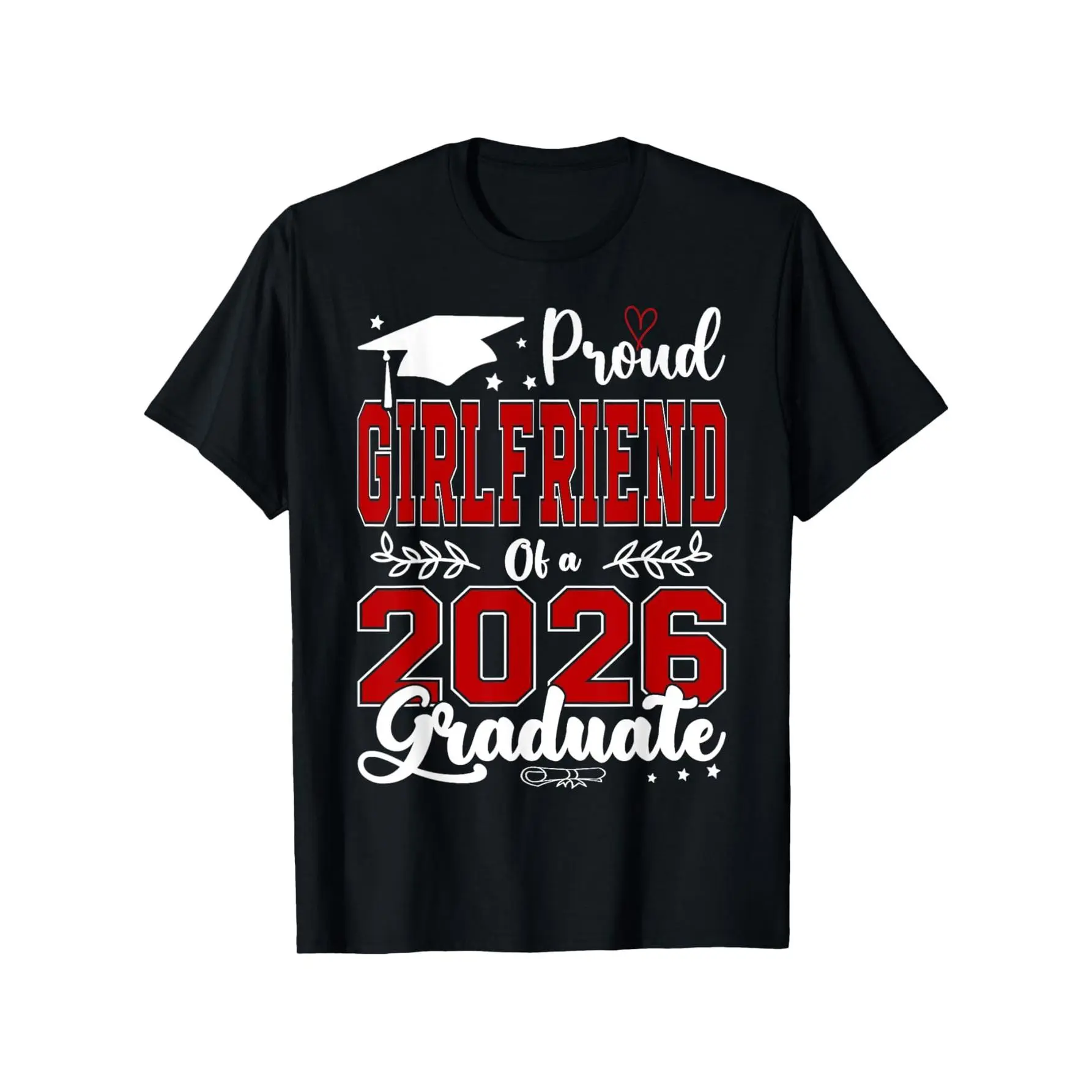 Men's Oversized Casual Graphic Tee Top - Proud Girlfriend of a 2026 Graduate Graduation T-Shirt, Plus Size