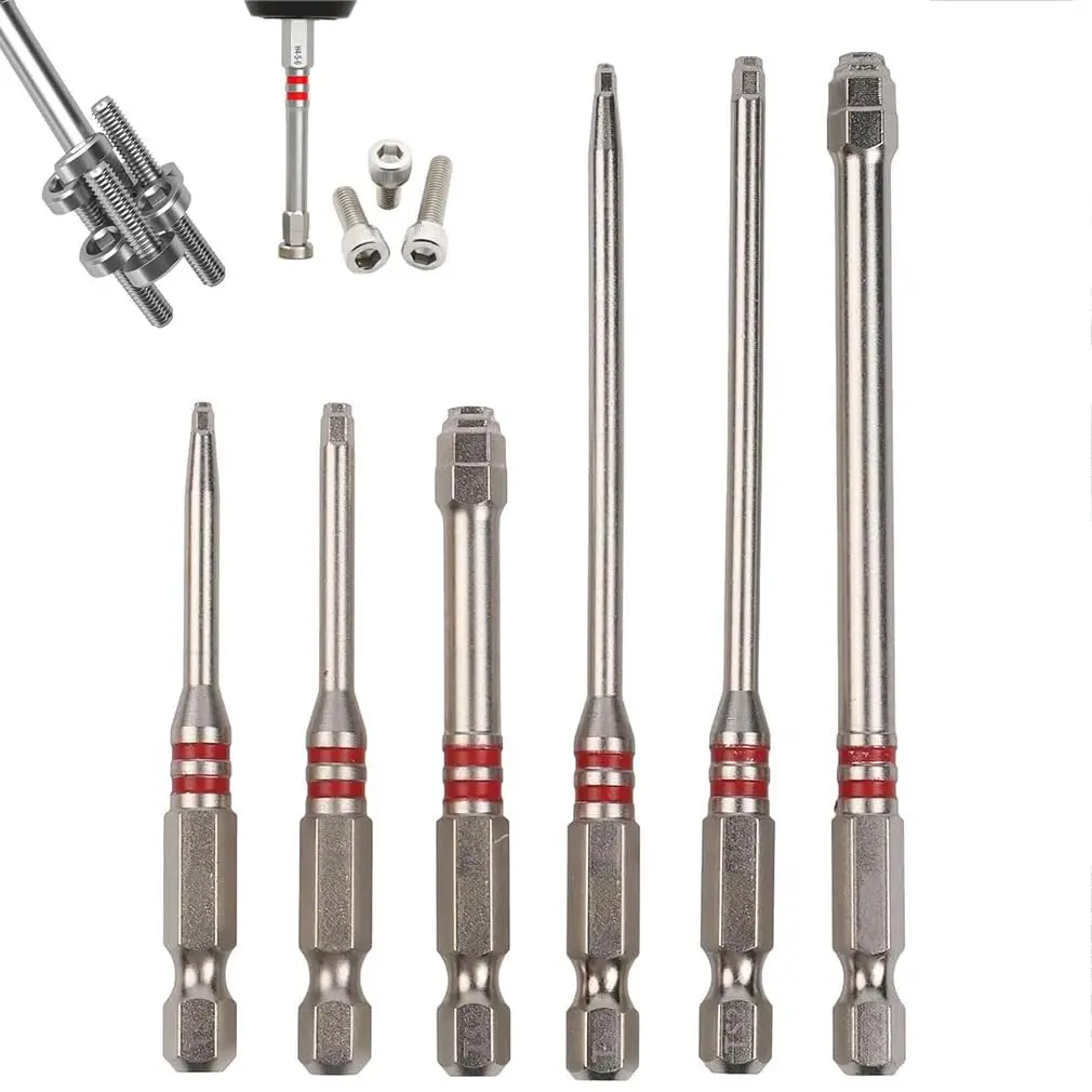 Screwdriver Bits Set 6pcs Sturdy Durable with Strong Magnetic Hex Shank Pagoda-Shaped Socket for Electric Drills Wrenches Multi-Size Metal Construction for Precise Torque Transmission Enhanced Stability Torque Precision Tool