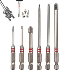 Screwdriver Bits Set 6pcs with Strong Magnetic Hex Shank Pagoda-Shaped Socket for Electric Drills Wrenches Multi-Size Metal Construction for Precise Torque Transmission Enhanced Stability