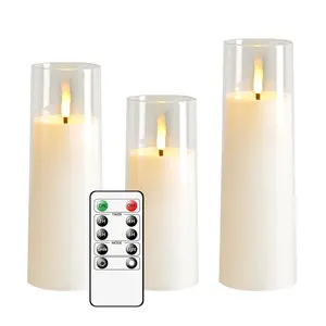 Flameless LED Candle Light, Batteries Required LED Candle Lamp with Remote Control & Timer Function Atmosphere Candle Lights For Bedroom Party Wedding Festival Home Living Room Decor, Halloween, Led Cordless Lamp, Ambient Light