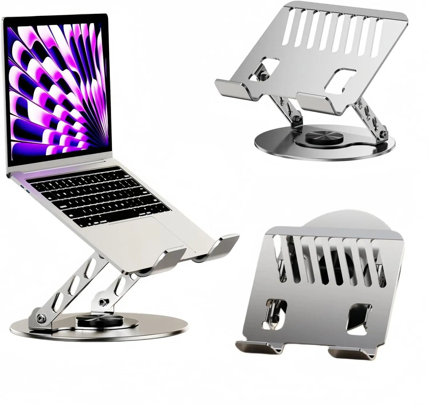 Laptop Stand for Desk - All-Metal Ergonomic Computer Stand & Laptop Riser, 360° Rotatable & Adjustable & Foldable, Laptop Holder for MacBook Pro/Air, Dell XPS, HP, Notebooks (10-17.3"), Gray