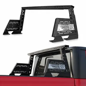 MONOKING Adjustable Black Roll Bar - DIY Flag Rack Sport Bar for Mid Size Truck Tonneau Cover, Compatible with 2007-2026 Gladiator JT, Tacoma, Frontier, GMC Canyon, Colorado, Ranger, 2007-2026 Gmc Canyon Automotive Car Accessory