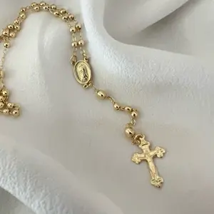 14k Gold Plated Rosary 20”
