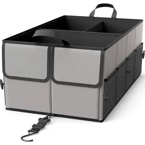 Foldable car trunk storage device,Foldable Car Trunk Organizer, 3-Compartment with Removable Divider, Gray multifunctional car organizer car trunk