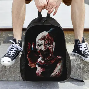 1pc Terrifier Movie Horror Backpack - Clown terror design, Heavy Bleed, Laptop Bag for School, Travel, Halloween - Machine Washable Zipper Closure - Terrifier Movie Fan Gift for Adults & Teens, Daily Essentials, Bold Print, Sturdy Construction, Statement
