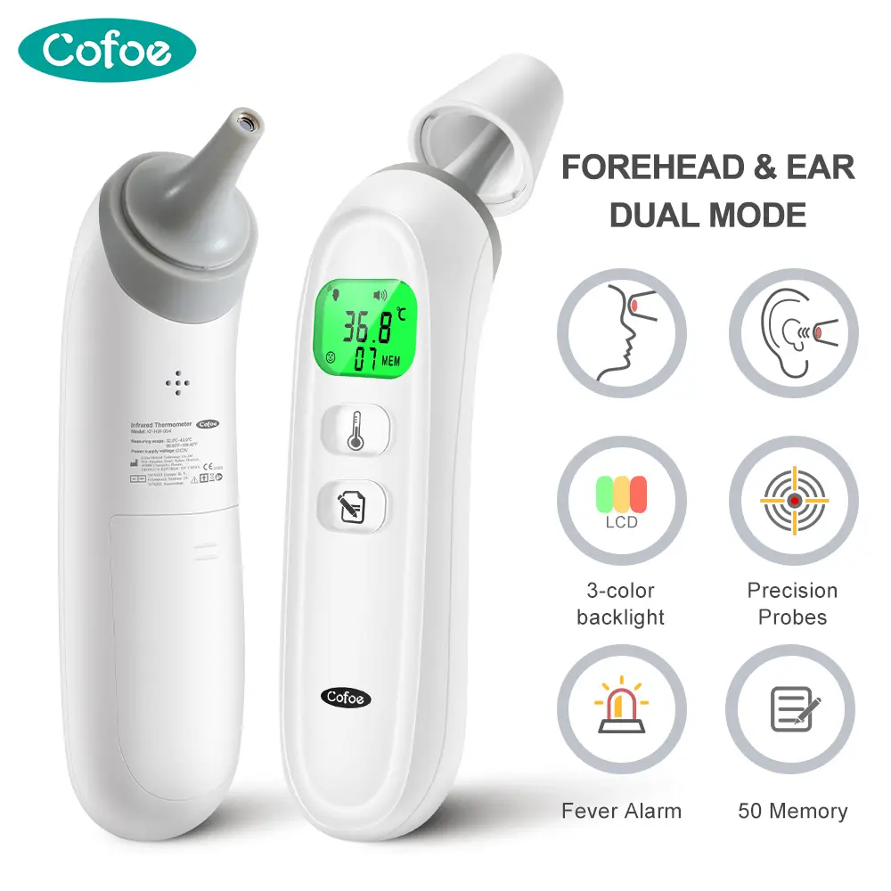 Cofoe Ear Thermometer for Kids and Adults - Baby Thermometer FSA-HSA Eligible, Digital Infrared Thermometers 1S Reading, Accurate Forehead Termometro with Fever Alarm, 40 Memories (Green 1 Pack)