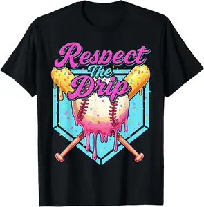 Baseball Drip Boys Home Plate Youth Sports Respect The Drip T-Shirt Cotton Unisex Kids