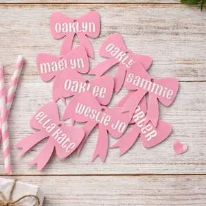 Personalized Cheer Bow Name Tags | Custom Team Bag Tag | Dance Gymnastics Backpack Charm | Custom Girl Name Bow