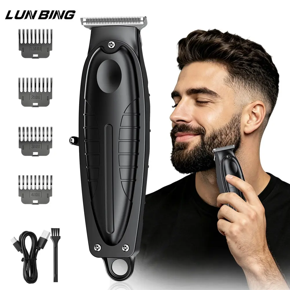 LUN BING Men'S High-power Electric Scissors, Men'S Beard Trimmer Set, Rechargeable Beard Trimmer, W Sharp Blades, 6 Limit Combs, Long Battery Life, Large Capacity, Supports Type-C Fast Charging, Suitable For Salons And Home, Ideal For Men's Gift