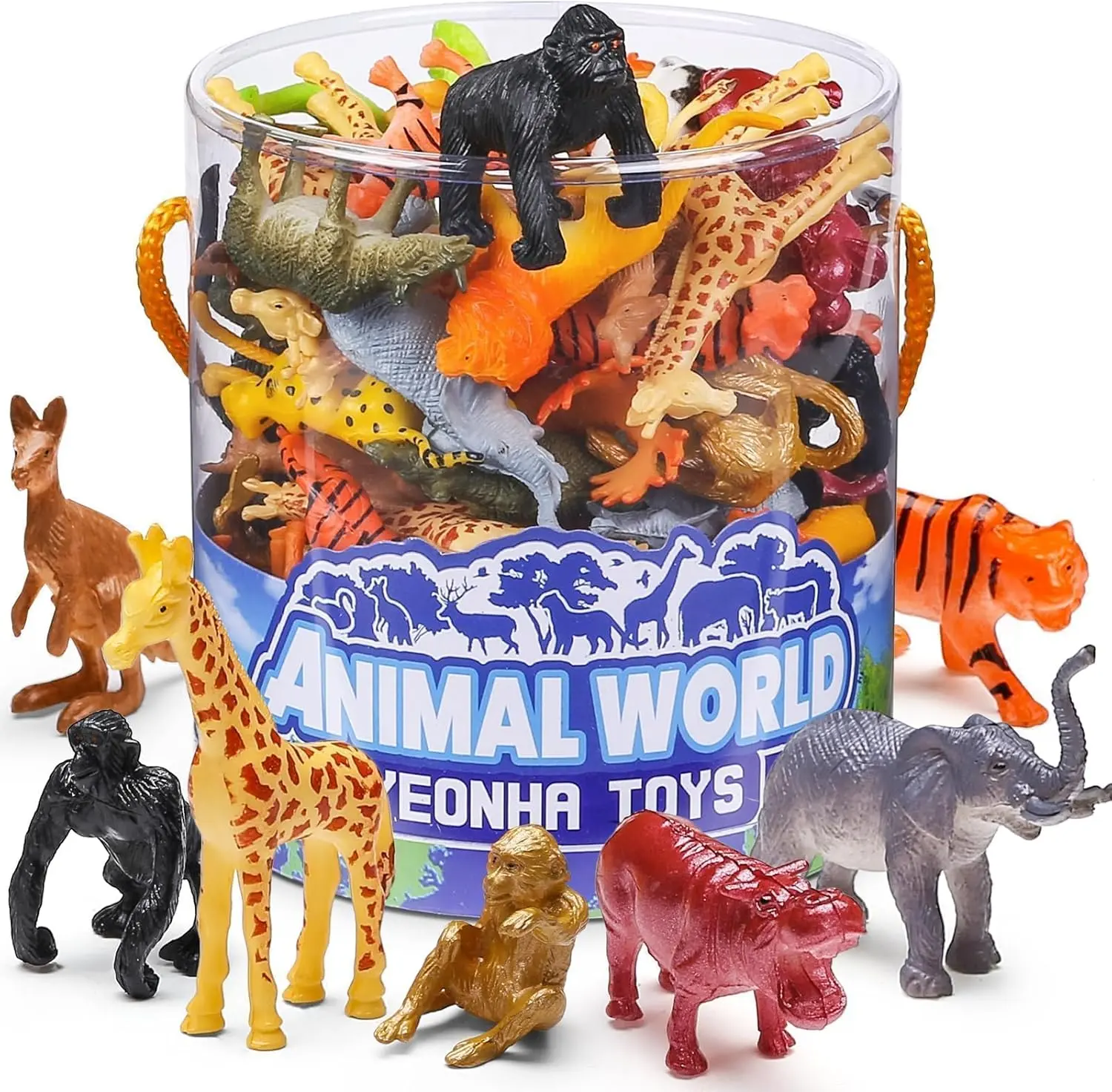 Toys 60 Piece Mini Zoo Animal Toy with Gift Box, Realistic Small Plastic Animal Figure Sensory Bins, Jungle Party Favors, Cupcake Topper, School Education, Birthday Gifts for Kids, Gift Ideas For Kids