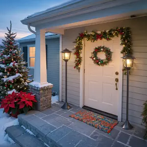 2 PACK Solar Lamp Post Light, Outdoor Solar Floor Lamp, Christmas Decorations Outdoor, Solar Powered Lamp Post for Garden, Pathway, Yard, Front/ Back Door, Warm White Solar Post Light, Outdoor Decor, 1800LM