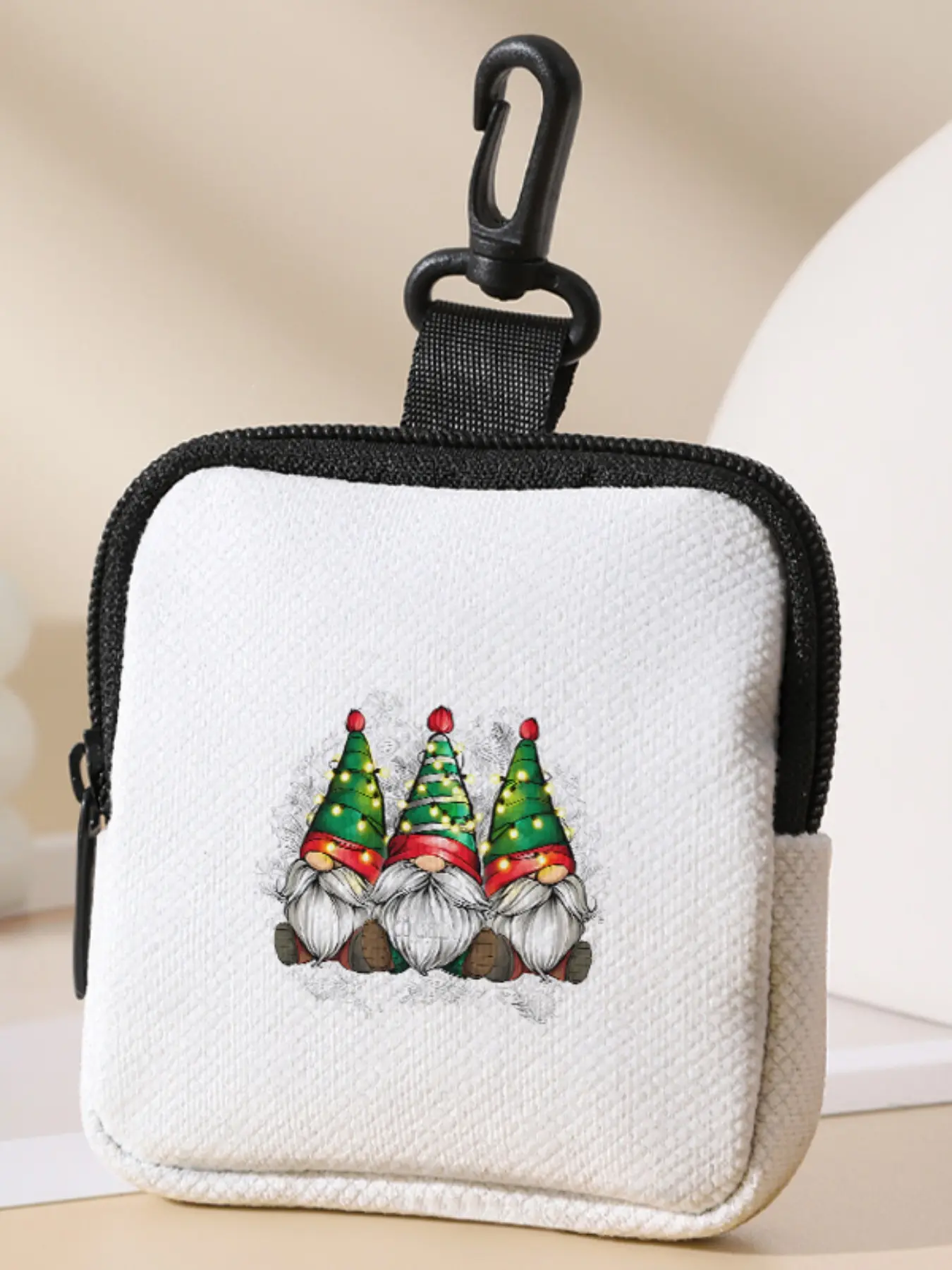 Santa Claus Pattern Printed Coin Wallet, Multifunctional Storage Bag, Durable Polyester, Digital Printing, Key Card Holder, Ideal Gift, Christmas
