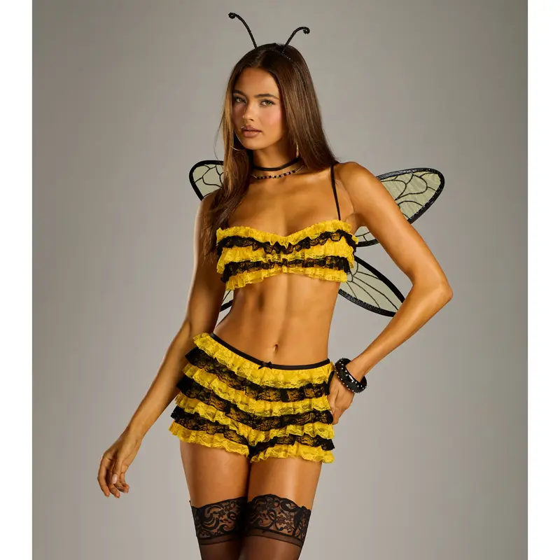 Honey Bee Lace Ruffle Bra Top