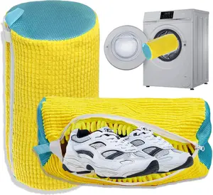 2pcsShoe Washing Machine Bag Laundry Shoe Bag for Washer and Dryer Reusable 2pc Shoe Cleaning Bags for Sneakers 360° Deep Cleaning Machine for All Shoes Types With Self-locking Zipper