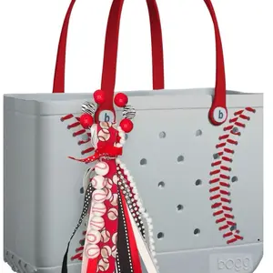 Baseball Spirit Ribbon Tassel for Bag - Colorful Design with Beads and Decorative Elements
