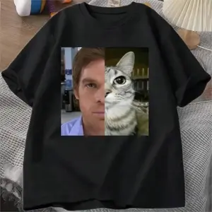 Dexters Morgan Cat T-Shirts Funny Short Sleeve O Neck Tshirt Unisex Streetwear Mens Clothes Harajuku Printed T-Shirt Tops