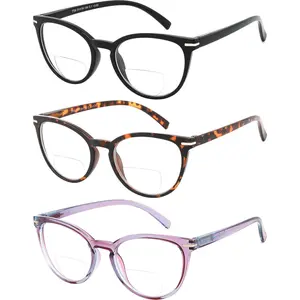 Bifocal Reading Glasses for Men and Women Rectangle MultiFocal Readers with Spring Hinges Retro Design