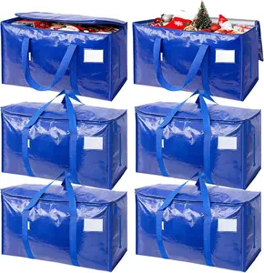 6-Pack of Extra-Large, Heavy-Duty Moving Bags—Waterproof storage bags with handles and zippers, foldable, ideal for college dorms and home storage. SummerVibes.
