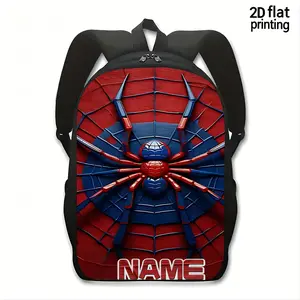 1/3 pack, Back-to-school season custom name-printed fashionable unisex backpack {Dark Spider Cyberpunk style}, large capacity lunch bag, casual travel and camping backpack, multi-functional shoulder bag and stylish pencil case, trendy middle and high scho
