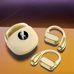 Open ear bone conduction earphone, BT wireless clamps on the earphone, with digital display charging case, chargeable, 12 hours of playback time sports earphone, suitable for running, walking, sports