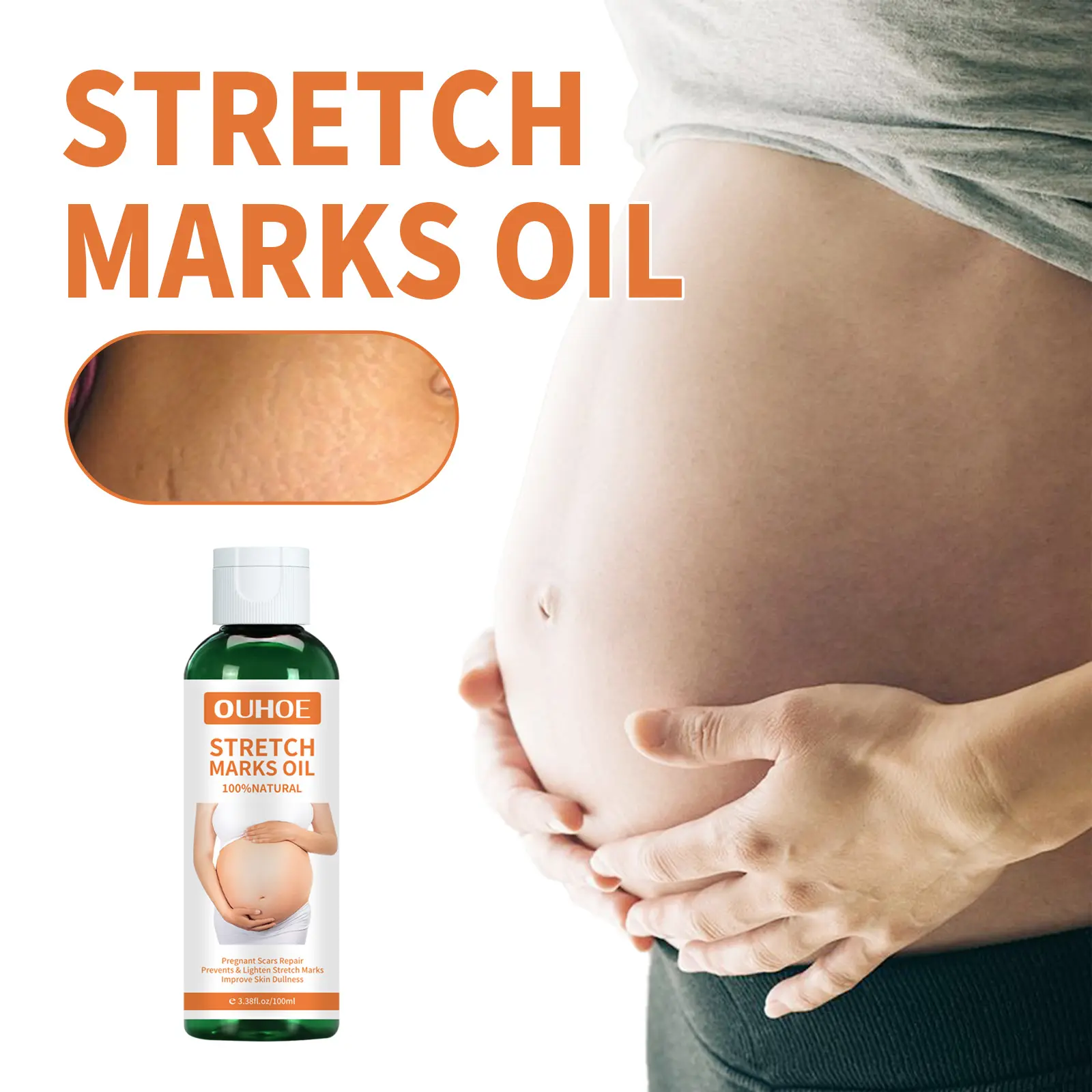 OUHOE Pregnancy Massage Oil Repair Pregnant Women Prenatal Postpartum Stretch Marks Skin Care Massage Oil
