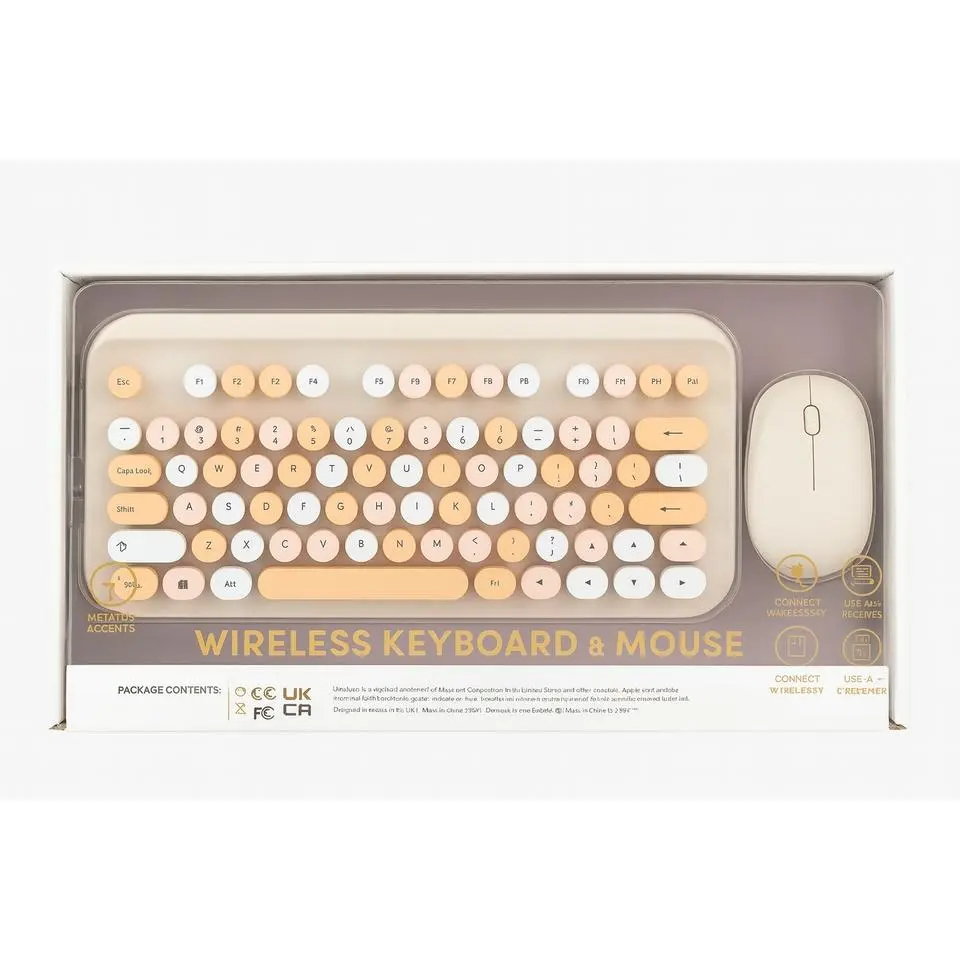 Poppy Wireless Keyboard and Mouse (pink, orange, white)