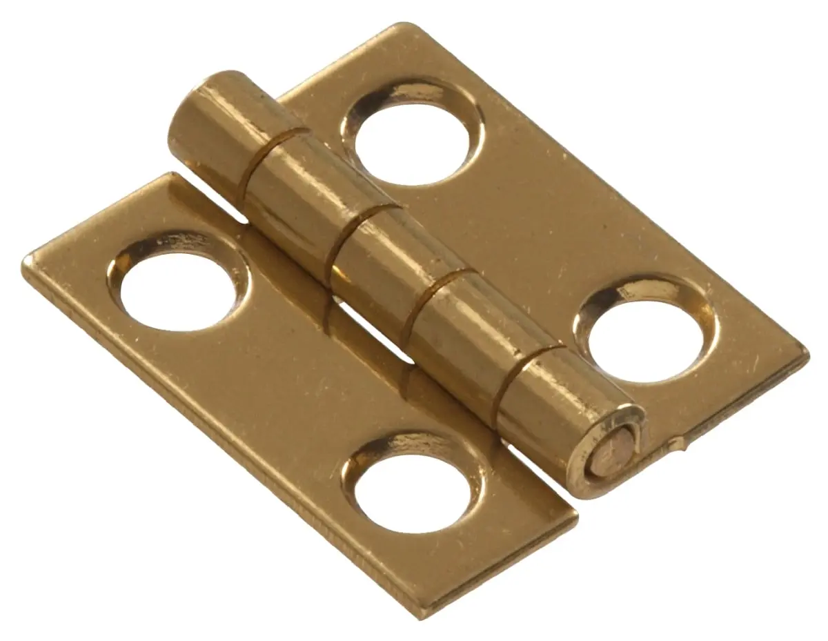 Hillman Group 852078 Narrow Solid Brass Door Hinges - 1.5 in., 2 per Card, 3.6x4.2x6 in. Carded Garden Hardware, Bright Finish, Personal Use Door Fixtures