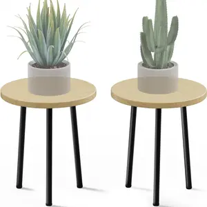 Plant Stand Indoor 2 Pack, Corner Wood Mid Century Modern Plant Stand, Small Round Plant Table for Indoor Plants, Tall Indoor Outdoor Plant Holder for Patio Living Room Bathroom Office Home Decor