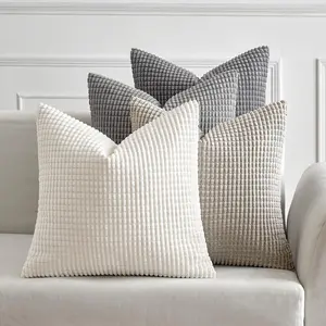 Timeless Neutral Pillow Covers 18x18 Inch Set of 4 Mid Modern Grey Throw Pillows Rustic Corduroy Couch Pillowcases Nordic Home Decor for Sofa Cushion Living Room Bed