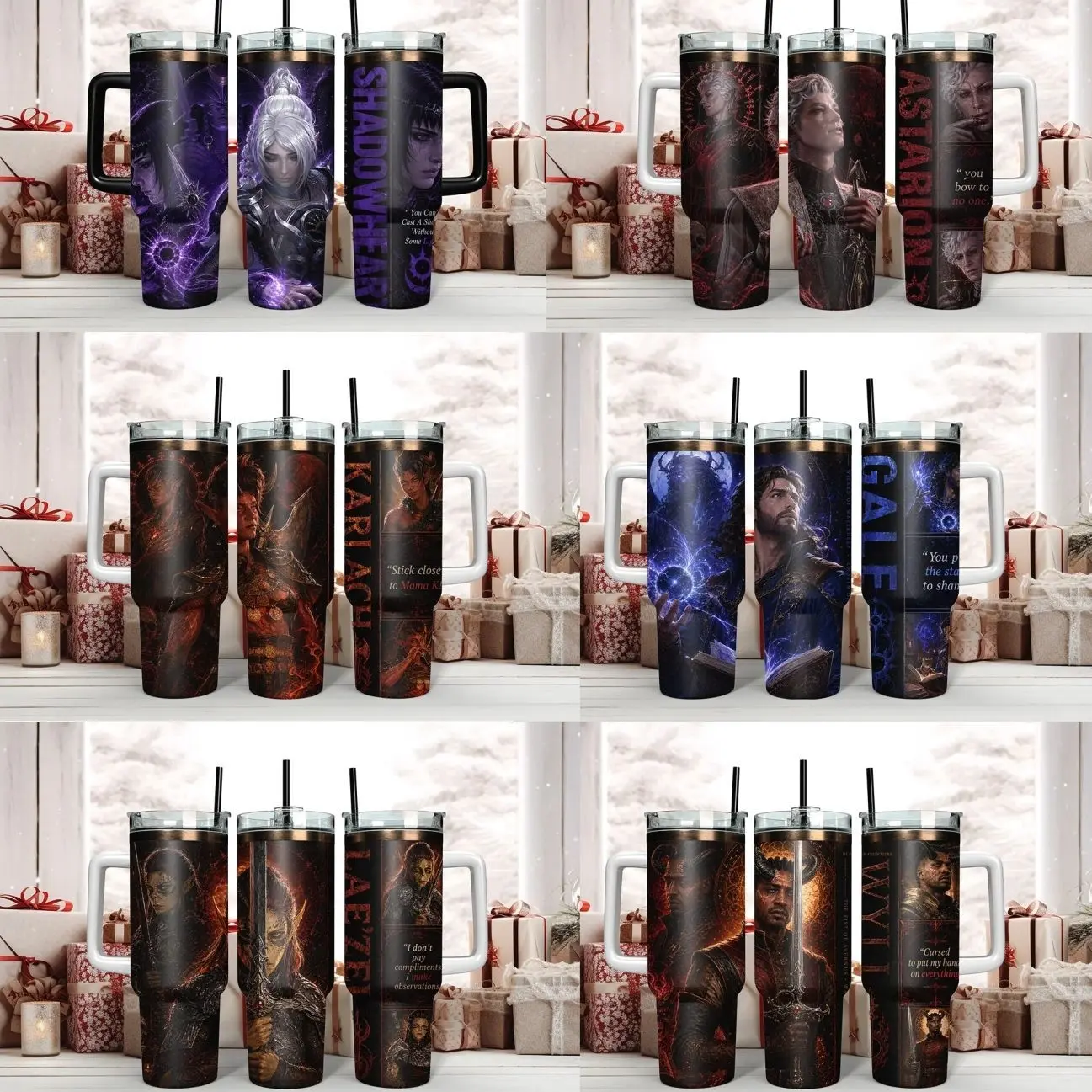 Baldur's Gate 3 Origin Companion Tumbler Collection - Choose Astarion, Shadowheart, Karlach, Gale, Lae'zel, or Wyll - 40oz Insulated Stainless Steel Travel Mug with Handle & Straw Featuring Epic Character Art & Iconic Quotes