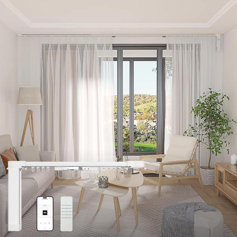Osprey Smart Curtain Track, Single-Piece Motorized Rod, Adjustable Length, Quiet Heavy-Duty Motor, Remote & App Control, Works with Alexa & Google Assistant, Ceiling or Wall Mount