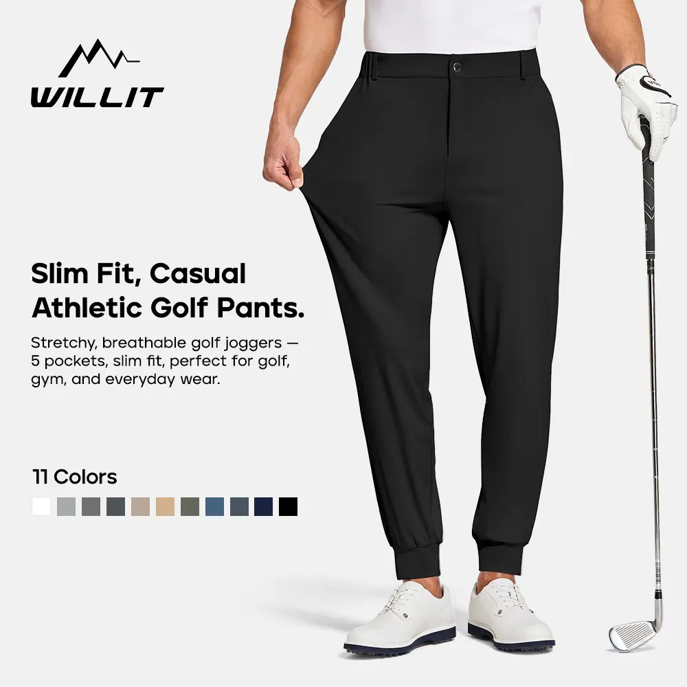 Willit Men's Golf Joggers Pants Stretch Slim Fit Work Dress Pants Quick Dry Athletic Pants with Pockets Ankle banded pants  Business casual formal wear, lightweight casual pants, yoga beach pants, everyday long pants, men's long pants