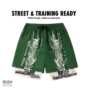 Men’s Skull Graphic Athletic Shorts – Loose Fit Gym Workout Shorts, Breathable Streetwear Training Shorts for Fitness, Outdoor & Summer Casual Outfits