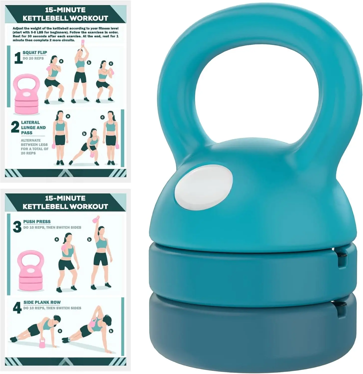 Adjustable Kettlebell | 5 lb - 12 lb | Kettlebells Weights Set for Home Gym | Kettle Bell Sets for Women at Home