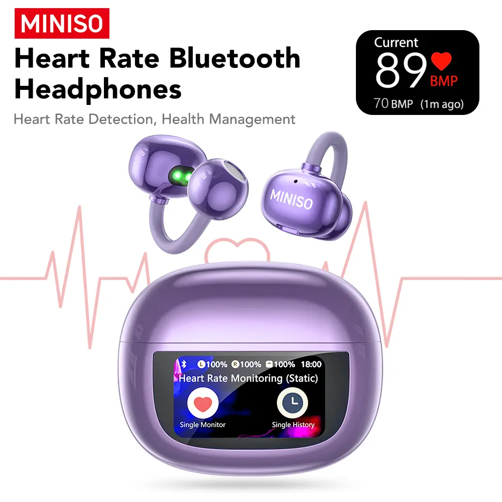 MINISO MS212 Clip On Wireless Headphones with 2025 Bluetooth 6.0