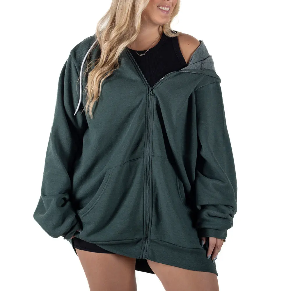 Zip Up Giant Hoodie - Oversized Unisex Soft Sponge Fleece Hoodie for All Seasons One Size Fits Most Comfortable & Stylish