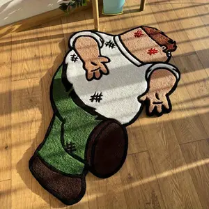 Cartoon Character Design Floor Mat, Soft Plush Floor Carpet, Non-slip Creative Area Rug, Decorative Rug for Home Living Room Bedroom, Cartoon Pattern Rug