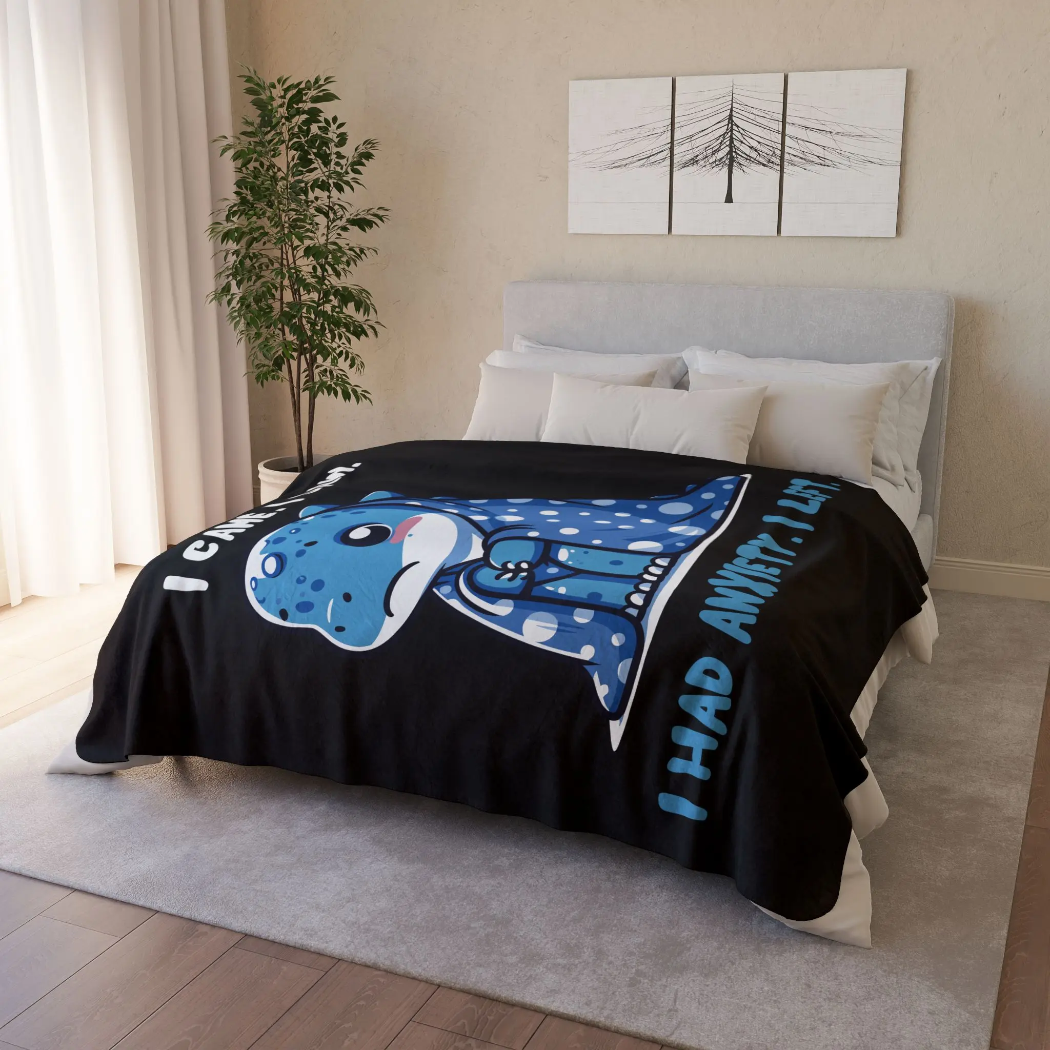 mooshie Cute Anxiety Sherpa Blanket, Cozy Throw Blanket for Anxiety Relief, Gift for Students, Fun Home Décor, Sleepover Essential