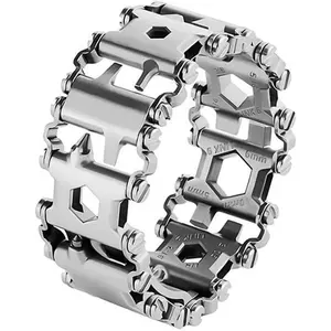 Multitool Bracelet 29 in 1, 22cm Stainless Steel, Outdoor Travel Men Watch Strap, Trend with A Pry Tool bull ring bracelets fogón