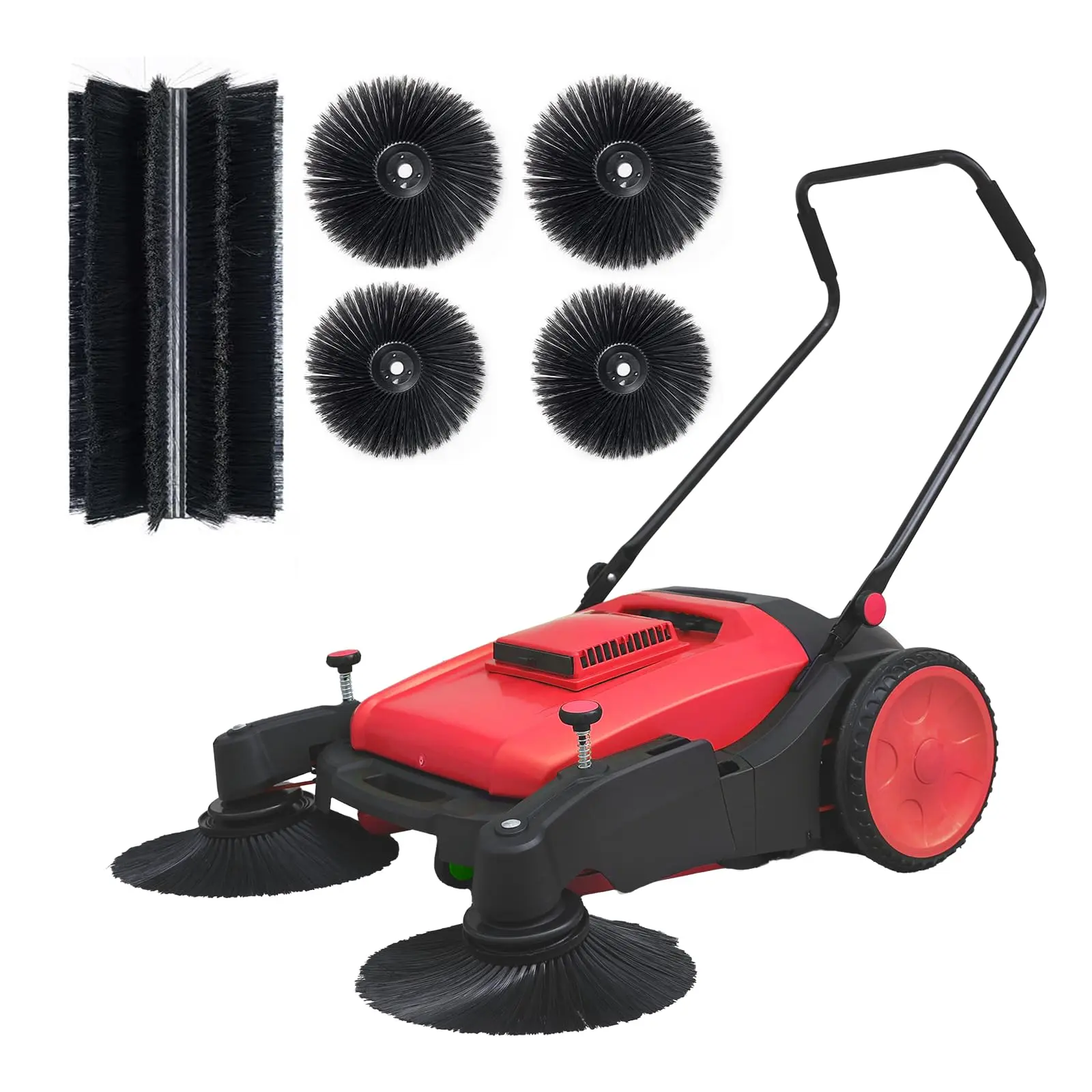 Summervibes 43" Reinforced Walk-Behind Hand Push Floor Sweeper - Polypropylene, 15-Gal Large Capacity, Foldable Handle, 46000SqFt/Hour Fast Cleaning, Handles Small Debris for Stores, Indoor&Outdoor Use