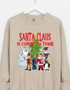 Santa Claus is Comin' to Town Printed Sweatshirt or T-Shirt - Christmas Movie Design - Crewneck, Comfort Casual Classic