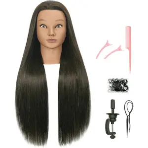 30 inches Long Brown 80% Real Human Hair Mannequin  with Stand for Braiding Styling Updos Curling  Practice   Display with Stand